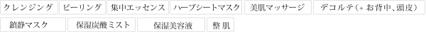 body treatment メニュー